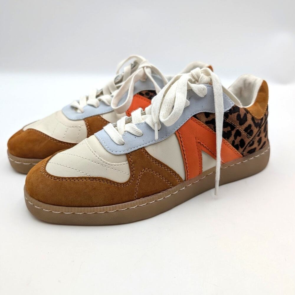 MIA Veneus Tennis Sneaker Women's Tan/Baby Blue/Bone/Leopard Size US8M EU38.5